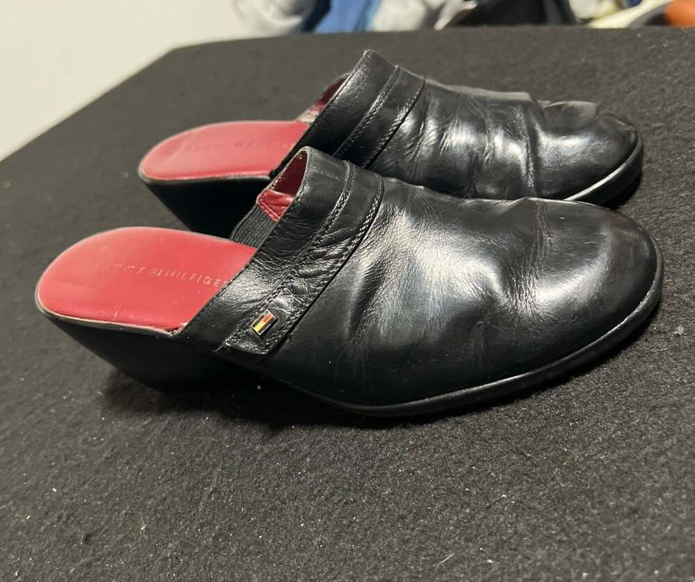 Tommy Hilfiger Millie Heeled Mule Faux Leather Black  Women's 8